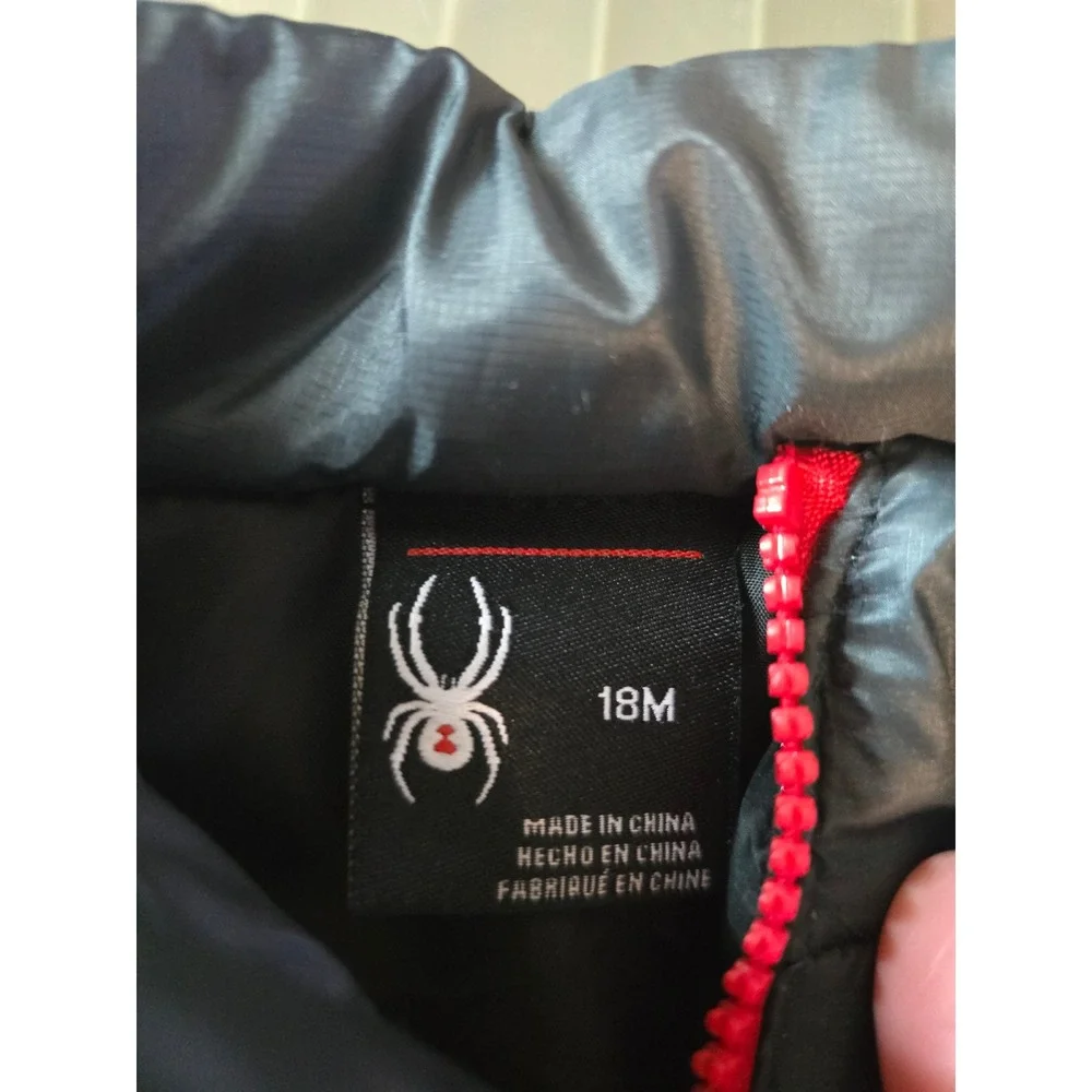Spyder Kids Puffer Vest Gray Red‎ Spider Logo Size 18M